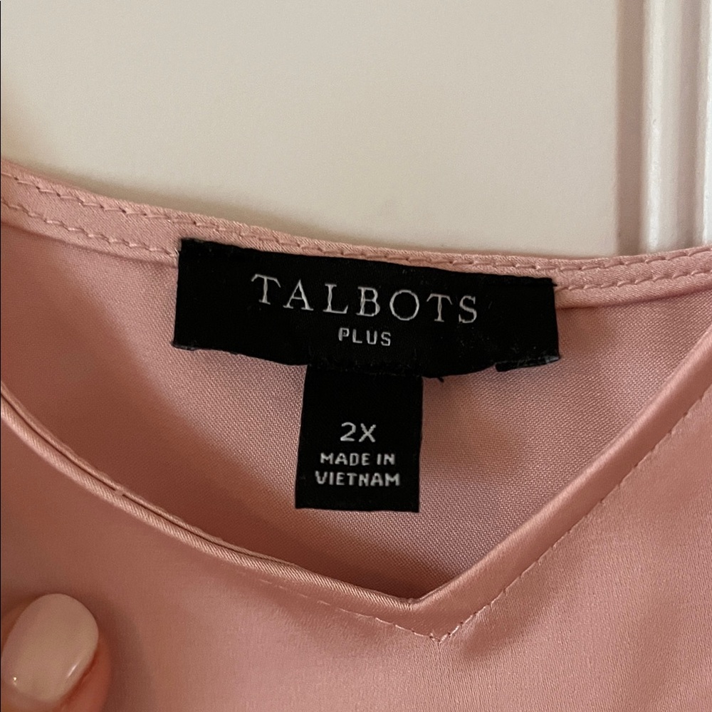 Talbots 2X Elegant Pink Silk like Tank - Picture 2 of 4